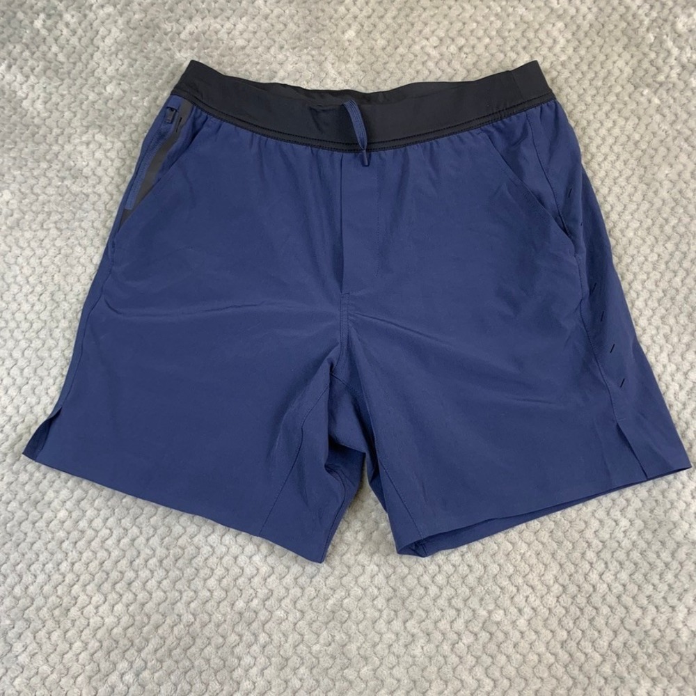 Ten Thousand Interval Shorts Mens Navy Blue 7 Inch Inseam Compression Liner Gym